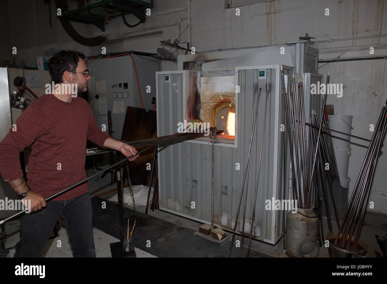 Glass blowing shop in Alesund Norway Stock Photo Alamy