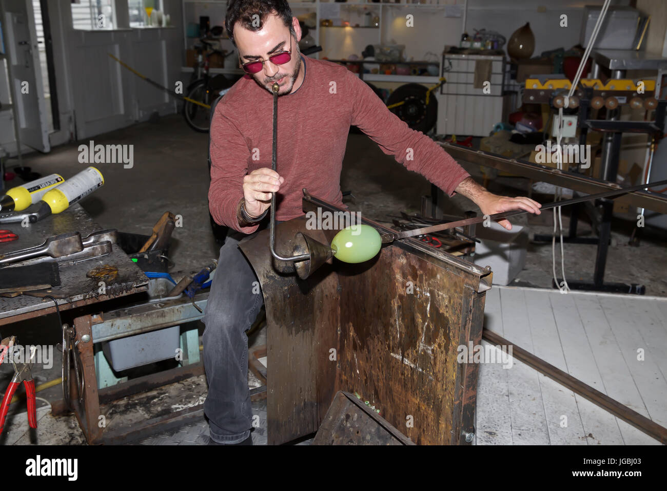 Glass blowing shop in Alesund Norway Stock Photo Alamy