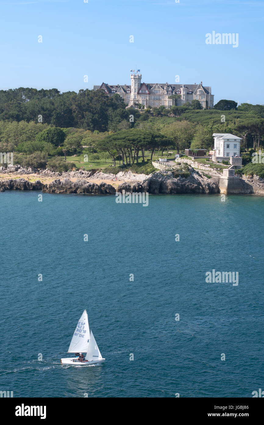 Menéndez Pelayo International University from the sea, Santander, Cantabria, Spain Stock Photo