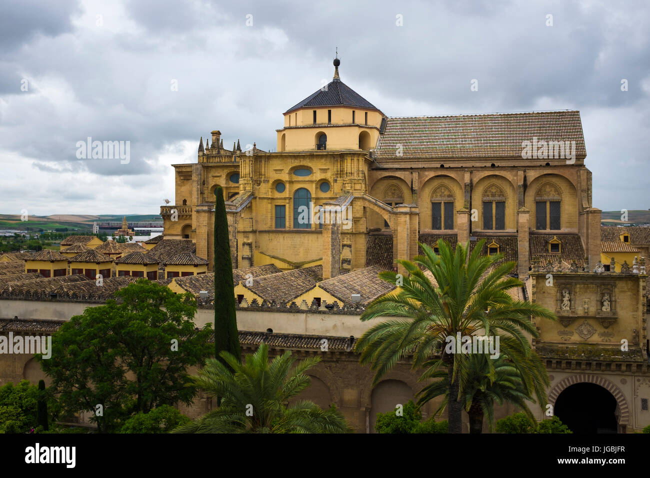 Cloudy sky's over the the catholic cathedral within the Mezquita, or Grand Mosque, Cordoba, Spain. Stock Photo