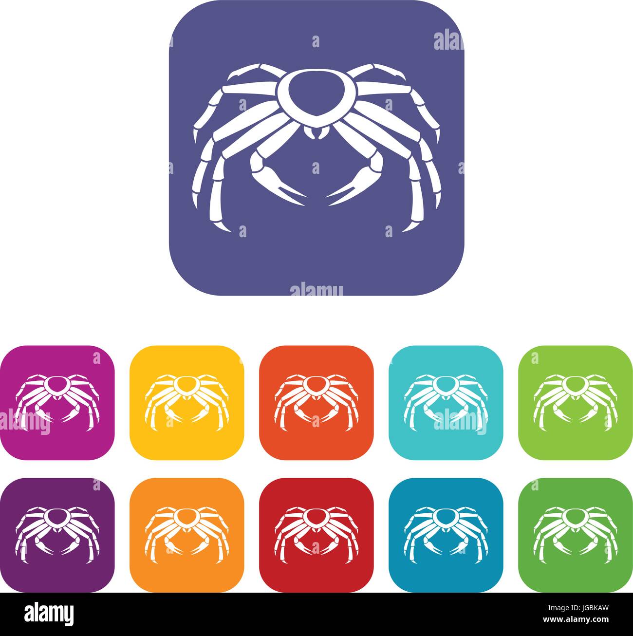 Snow crab icons set flat Stock Vector