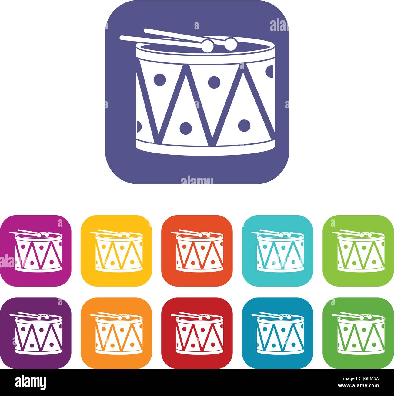 Drum and drumsticks icons set flat Stock Vector Image & Art - Alamy