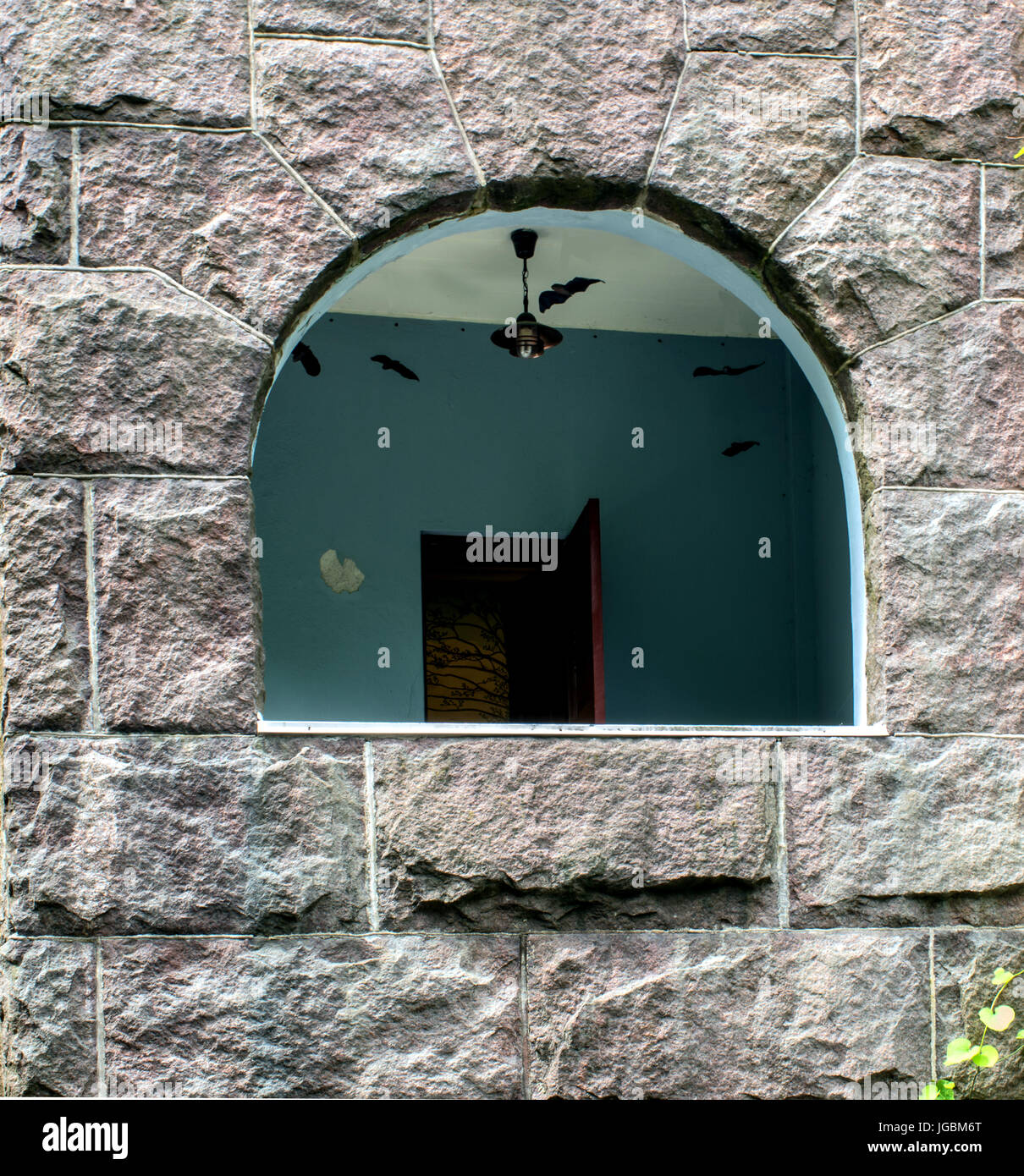 Balcony with fake bats Stock Photo