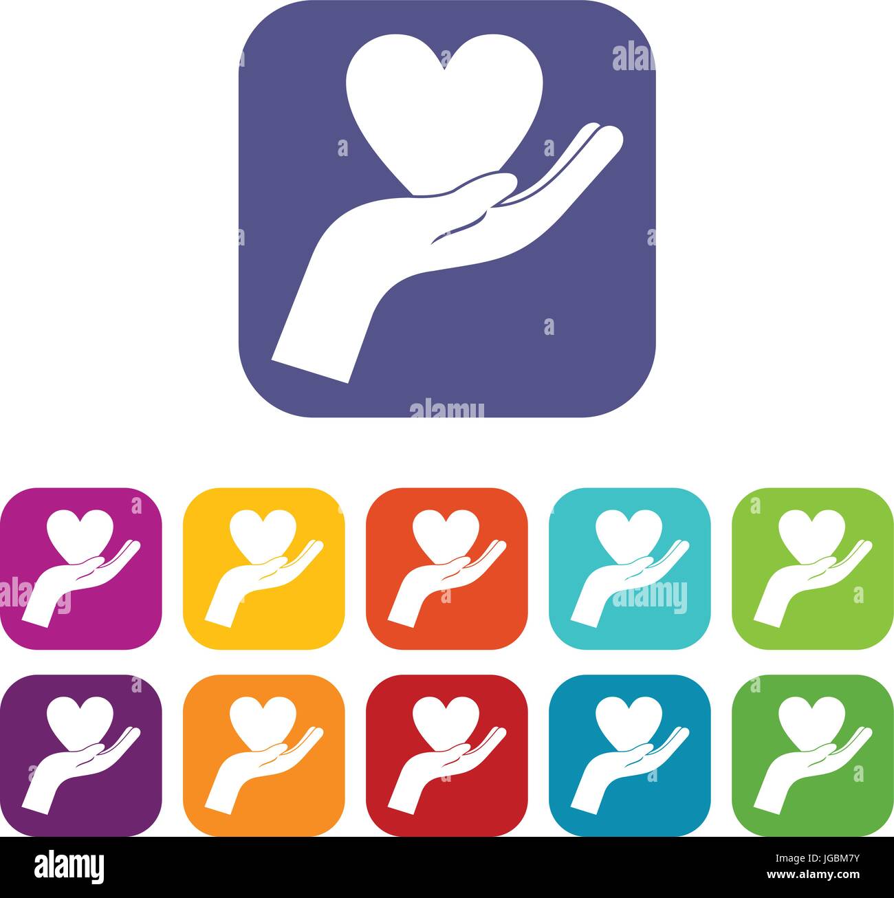 Hand holding heart icons set flat Stock Vector Image & Art - Alamy
