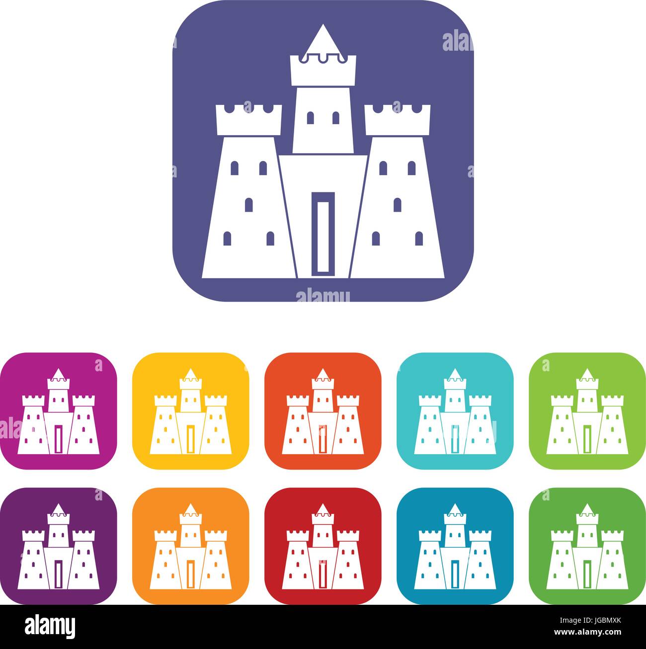Ancient castle palace icons set flat Stock Vector Image & Art - Alamy