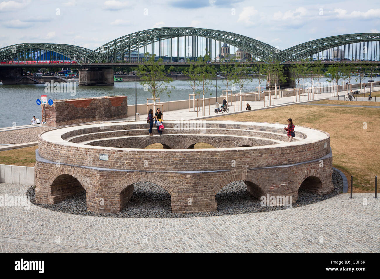 Germany, Cologne, foundation of a former turning platform for steam locomotives at the former passenger terminal 'Deutz-Schiffsbruecke'. Stock Photo