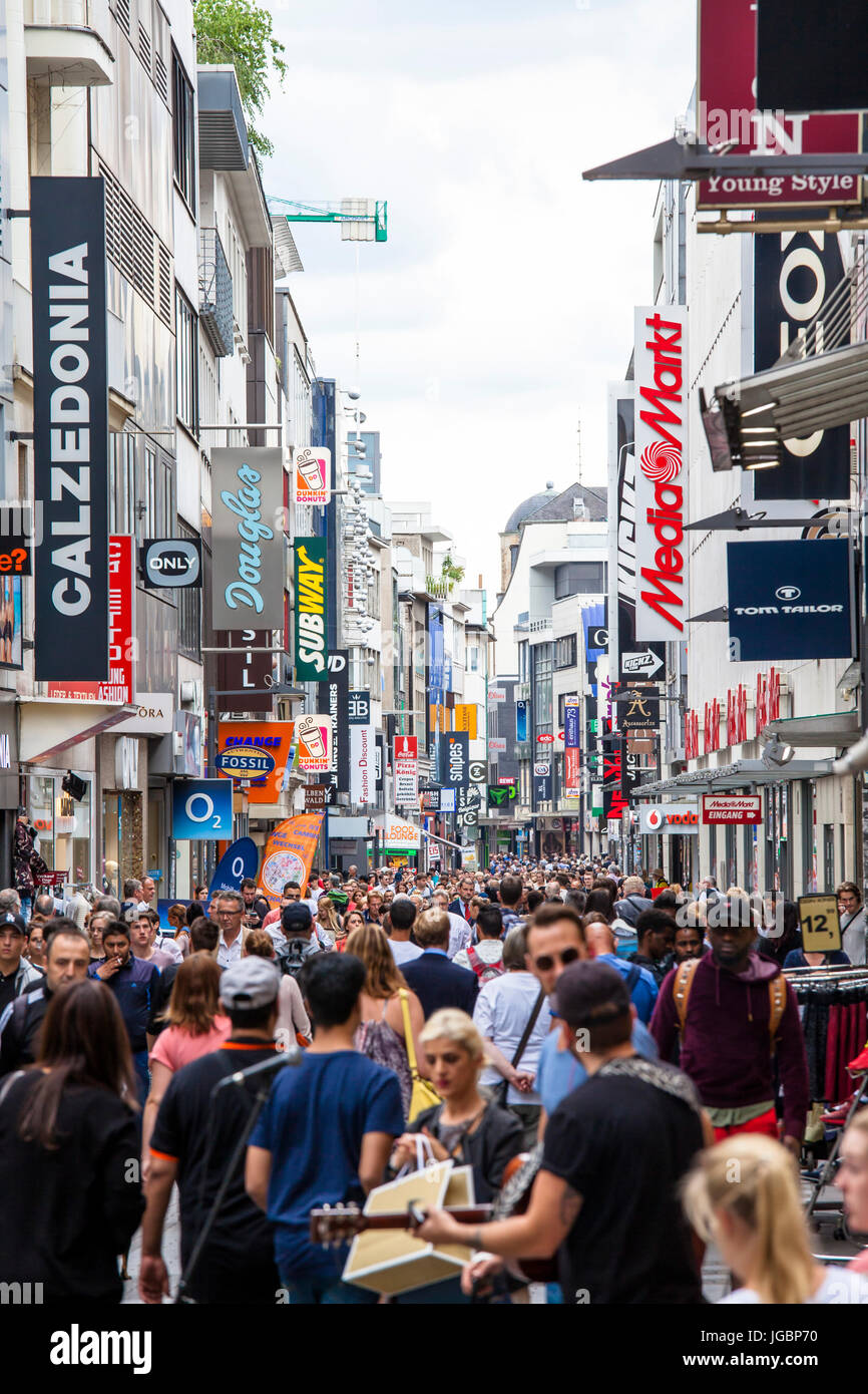 Europe, Germany, Cologne, the shopping street Hohe Strasse. Stock Photo