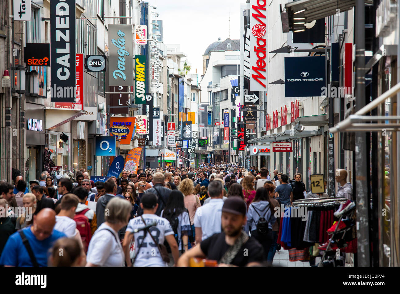 Europe, Germany, Cologne, the shopping street Hohe Strasse. Stock Photo