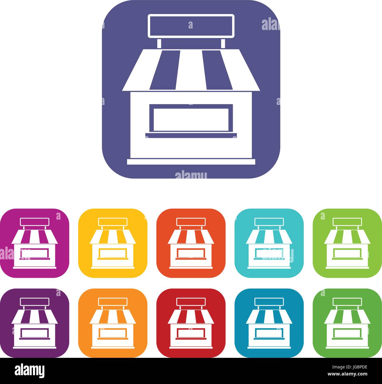 Shop building facade icons set flat Stock Vector Image & Art - Alamy