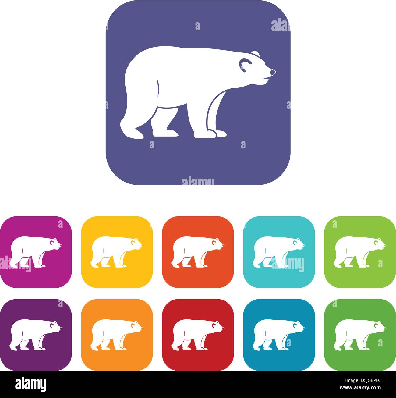 Wild bear icons set flat Stock Vector