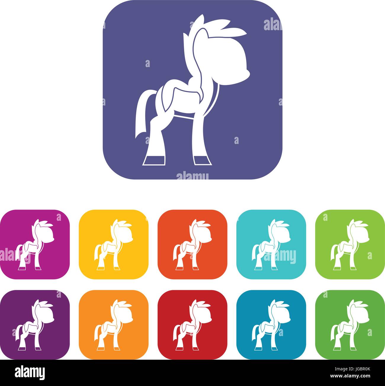 Little pony icons set flat Stock Vector Image & Art - Alamy