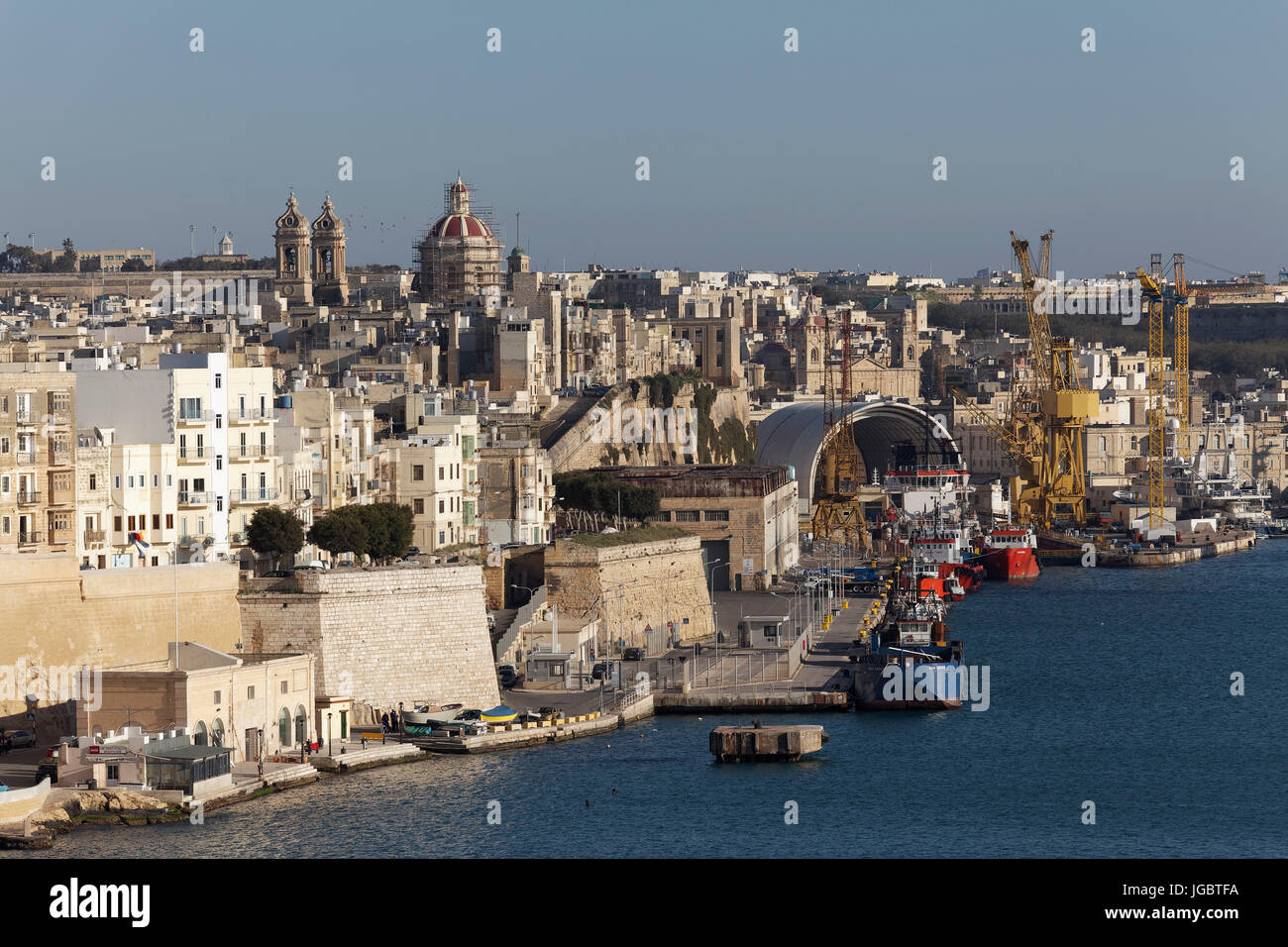 Cityscape of Senglea, French Creek, The Three Cities, Malta Stock Photo