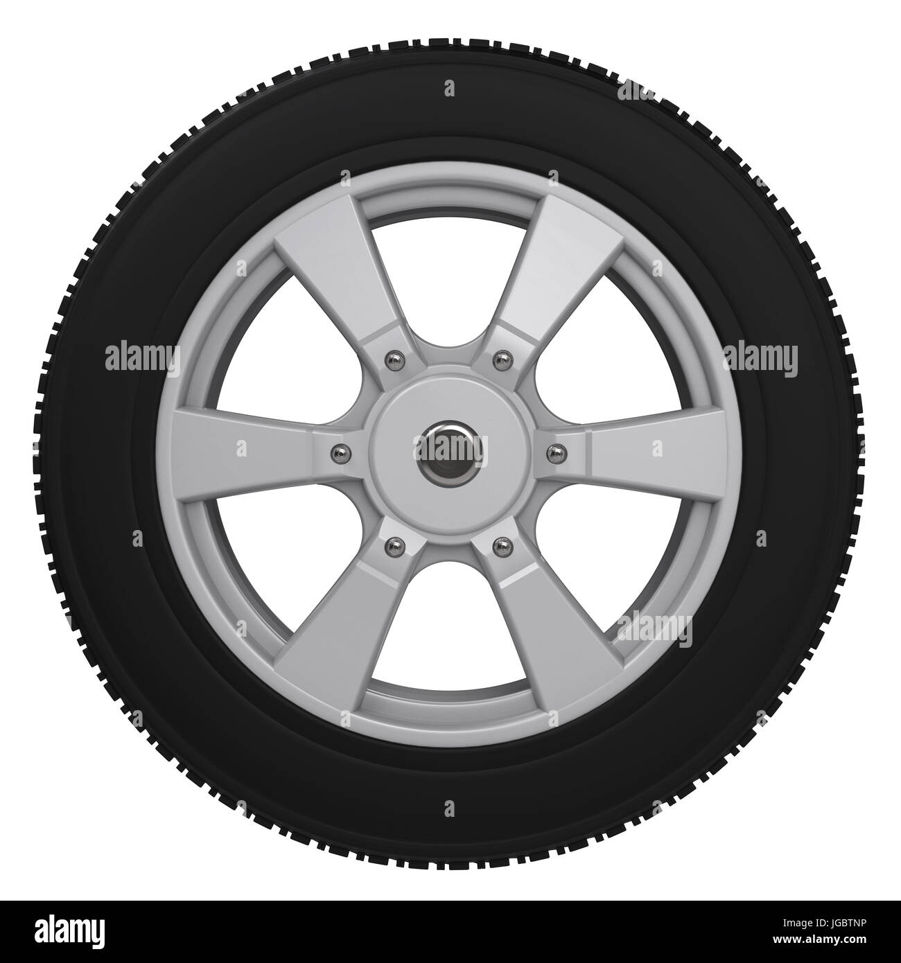 3d rendering black tire with alloy wheel isolated on white Stock Photo ...