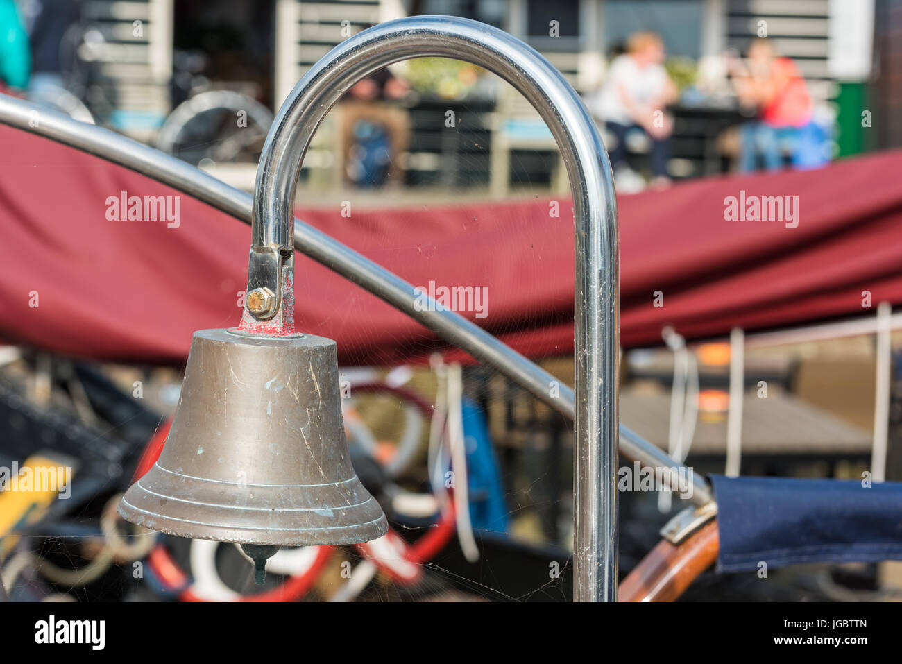 Brass ship bell on a classic sailboat. Close Up Stock Photo Alamy