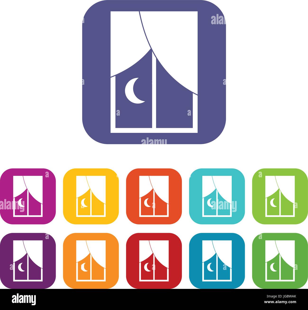 Nightly window icons set flat Stock Vector Image & Art - Alamy