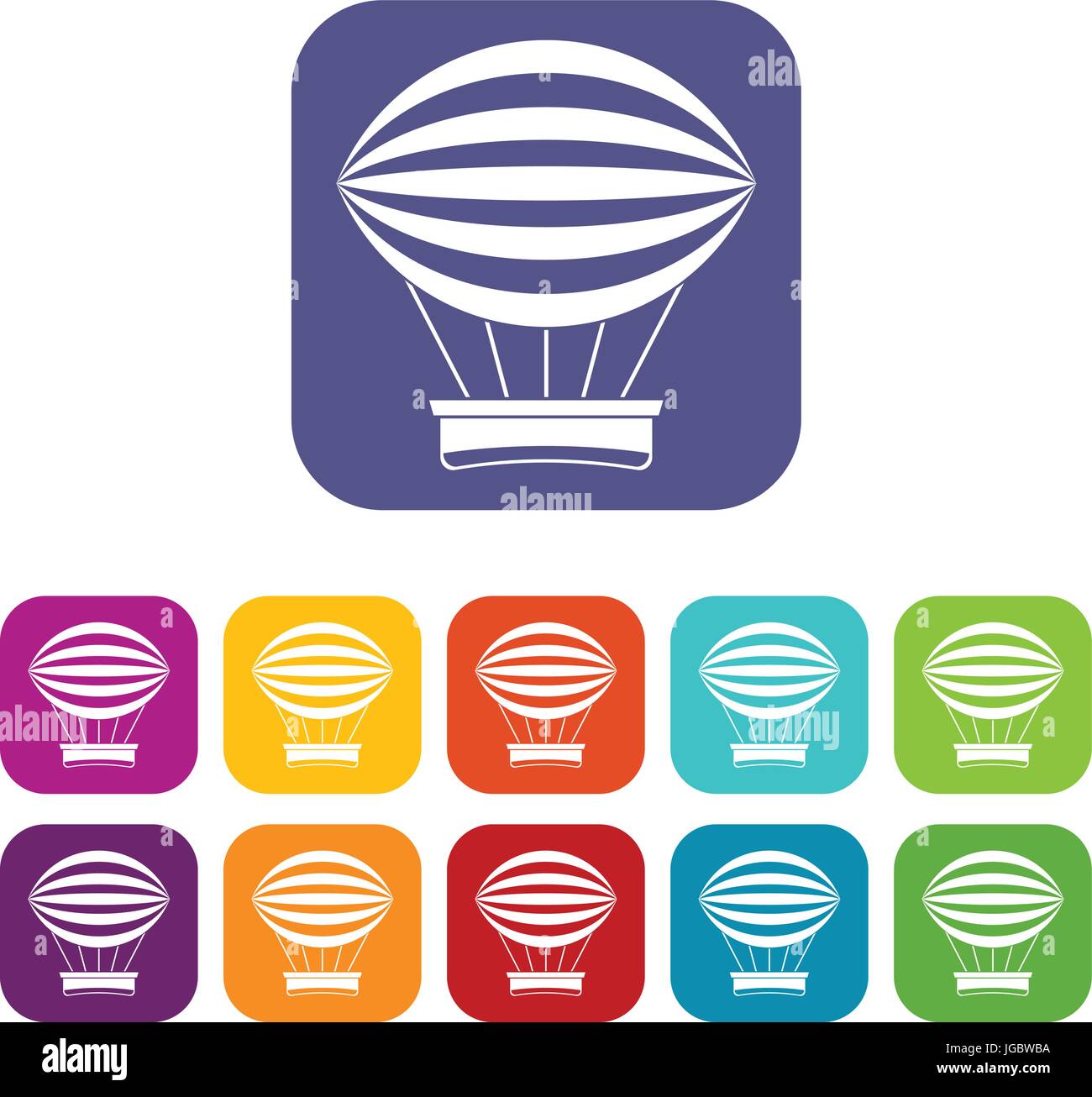 Striped retro hot air balloon icons set flat Stock Vector Image & Art ...