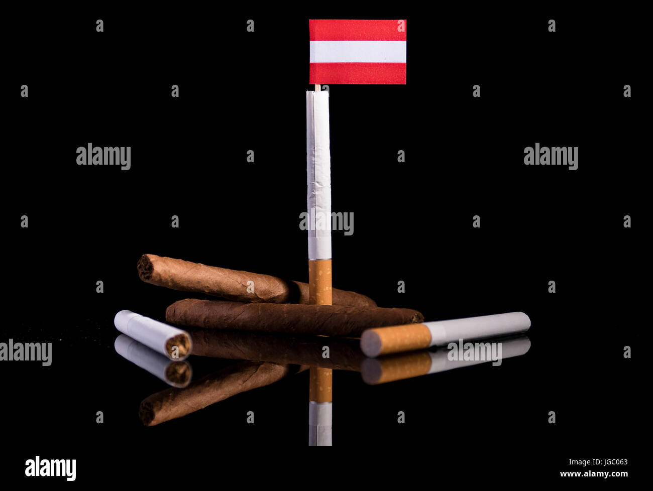 austrian tobacco Austrian flag with cigarettes and cigars. Tobacco Industry concept Stock  Photo