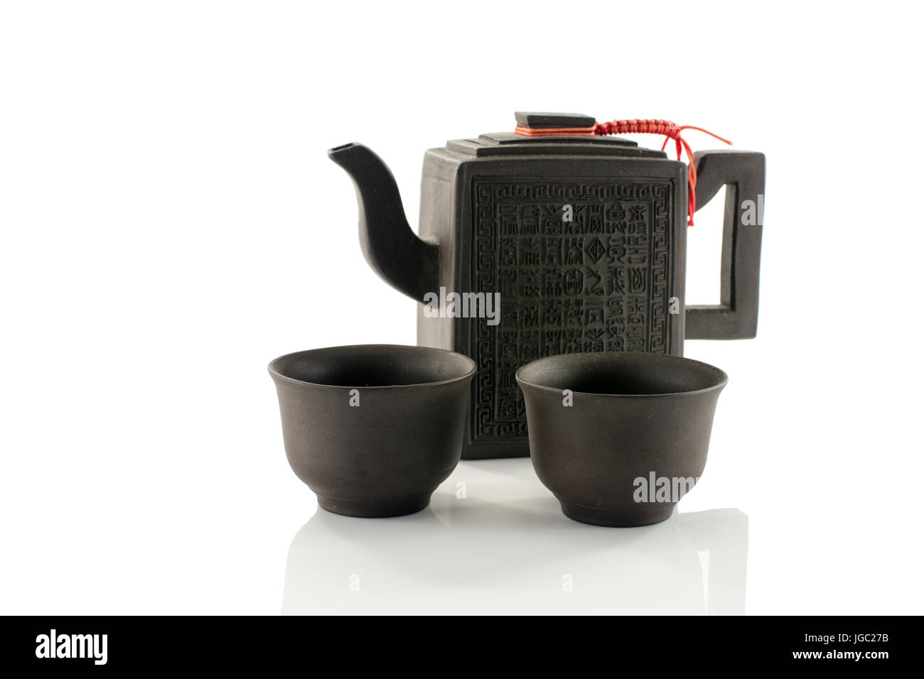 asian teapot and two cups isolated on white Stock Photo Alamy