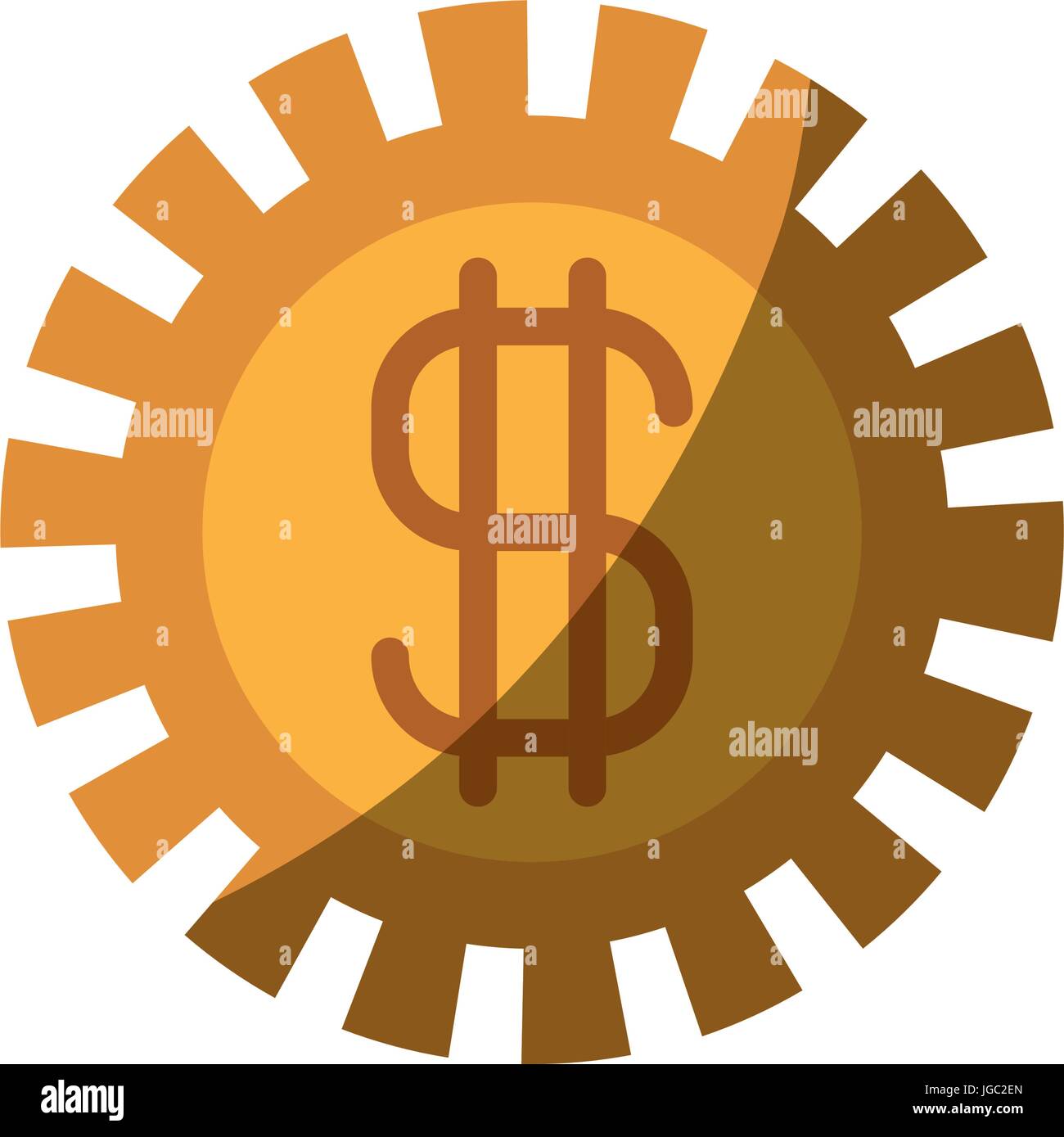 colorful silhouette of pinion with money symbol and half shadow Stock Vector