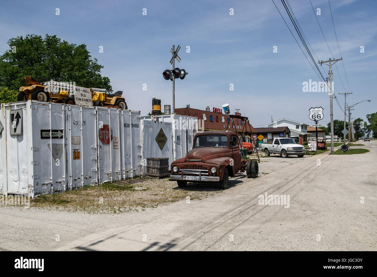 The Old Station, Williamsville, Historic Route 66, Illinois, USA Stock Photo