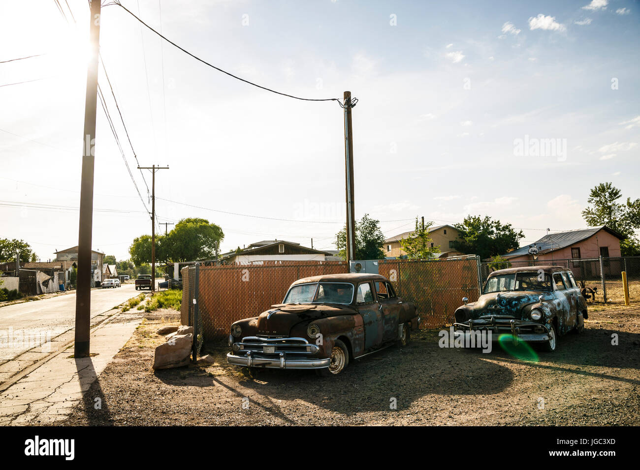 Old cars, Holbrook, Historic Route 66, Navajo County, Arizona, USA Stock Photo