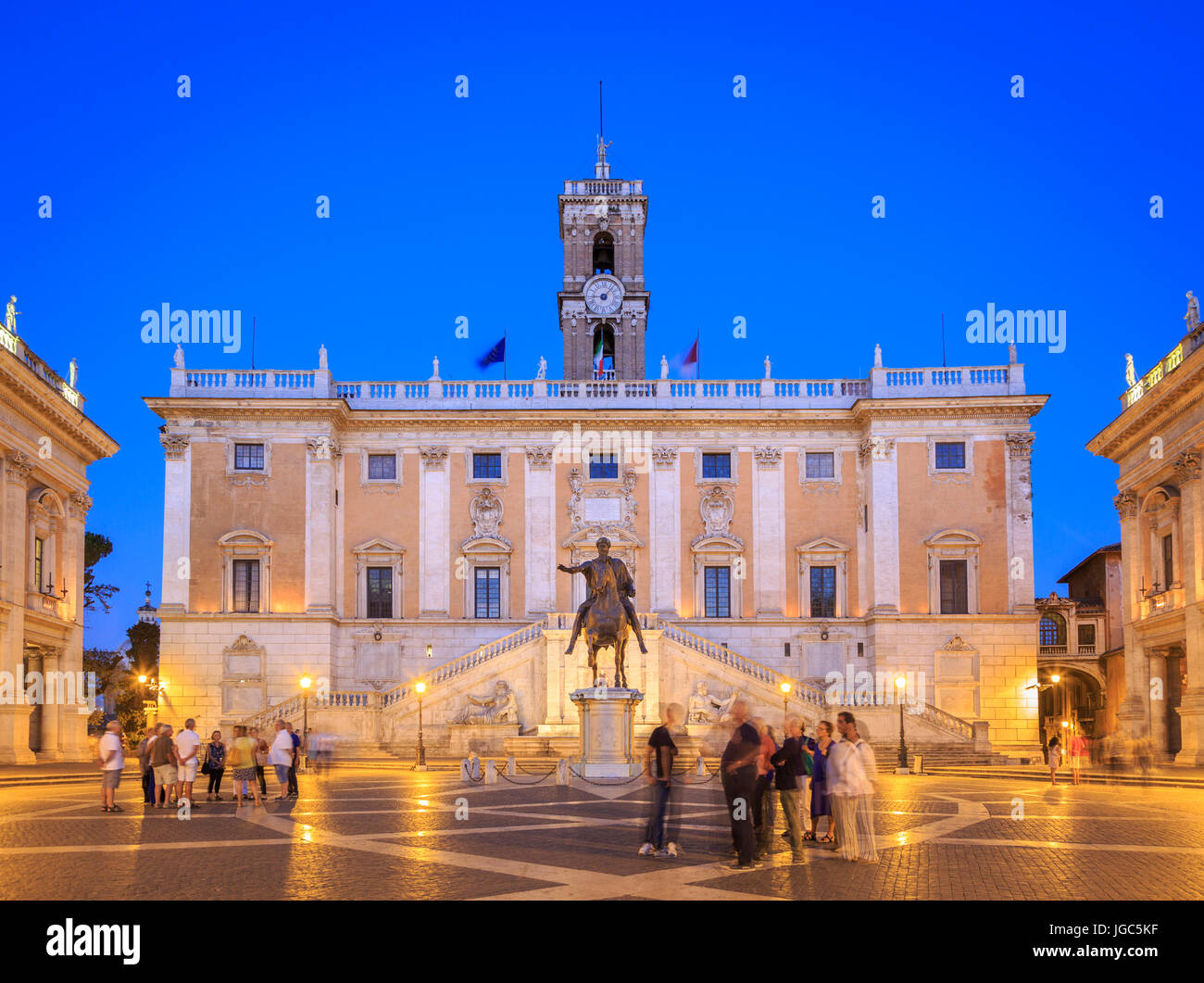 Equestrian Statue of Marcus Aurelius, Palazzo Senatorio, Capitoline Hill, Rome, Italy Stock Photo