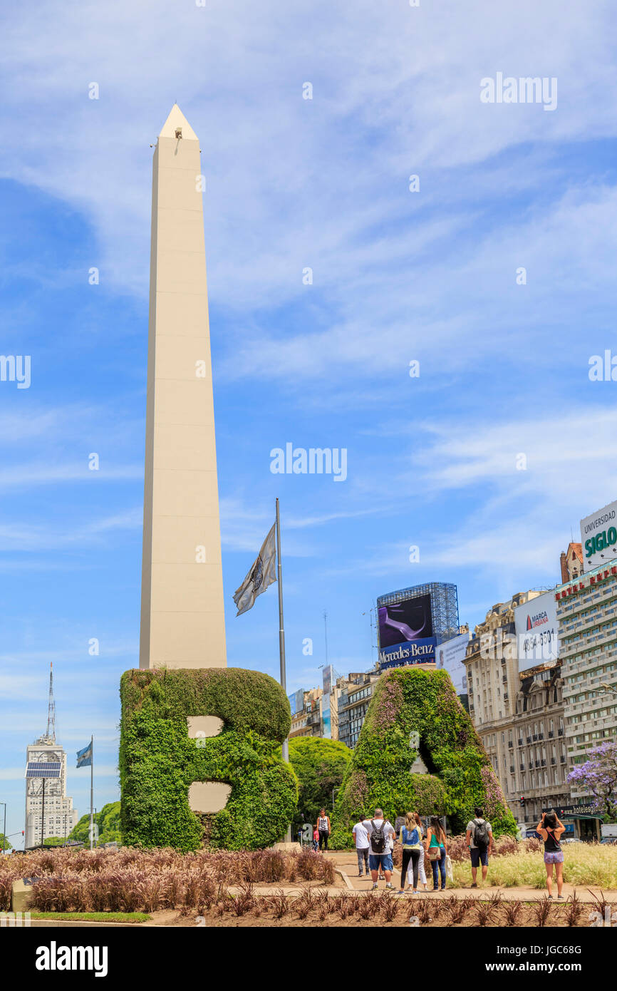 Obelisco de Buenos Aires, Buenos Aires, Argentina, South America Stock Photo