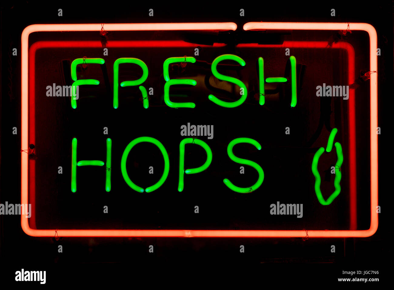 Fresh Hops Neon Sign Stock Photo