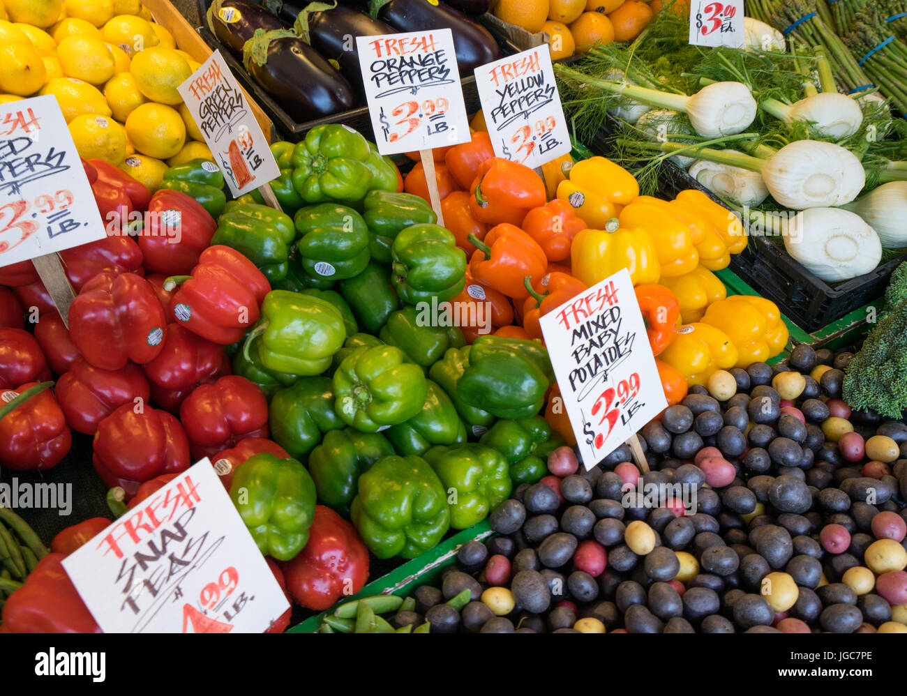 Fresh vegatables at a farm market Stock Photo