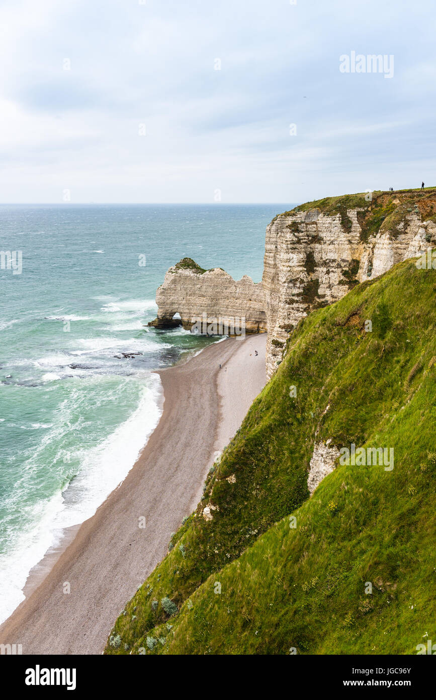 The beach and stone cliffs in Etretat, France, Normandy Stock Photo - Alamy