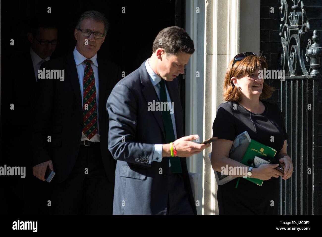 London, UK. 5th July, 2017. Prominent Conservative backbenchers including Nicky Morgan MP leave 10 Downing Street at the same time as an additional Cabinet meeting this evening. Credit: Mark Kerrison/Alamy Live News Stock Photo