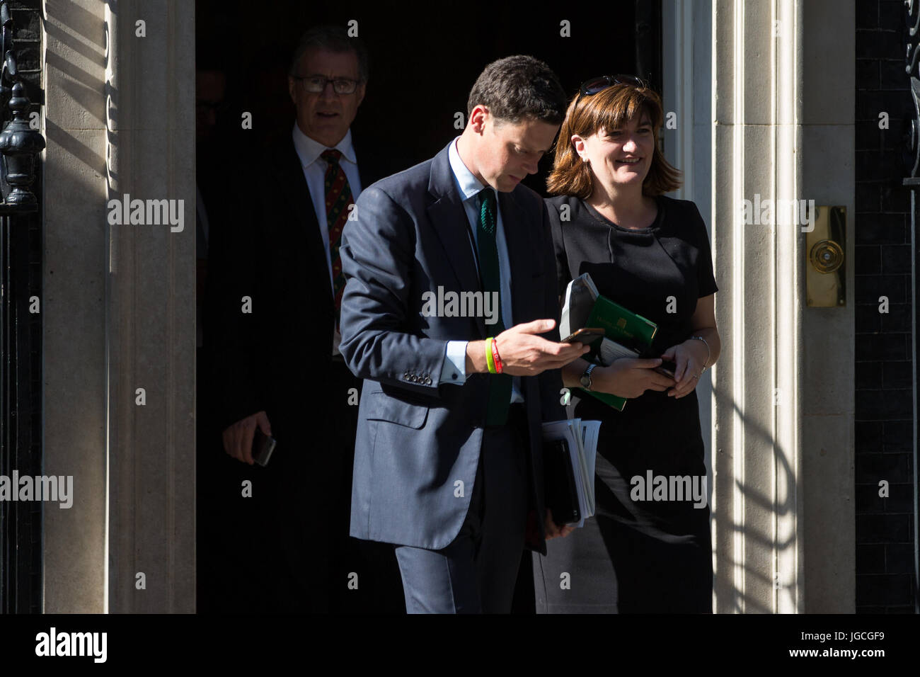 London, UK. 5th July, 2017. Prominent Conservative backbenchers including Nicky Morgan MP leave 10 Downing Street at the same time as an additional Cabinet meeting this evening. Credit: Mark Kerrison/Alamy Live News Stock Photo