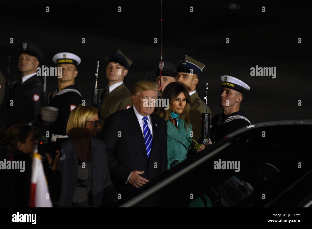 US president Donald Trump and his wife Melanie arrive on a state visit ...