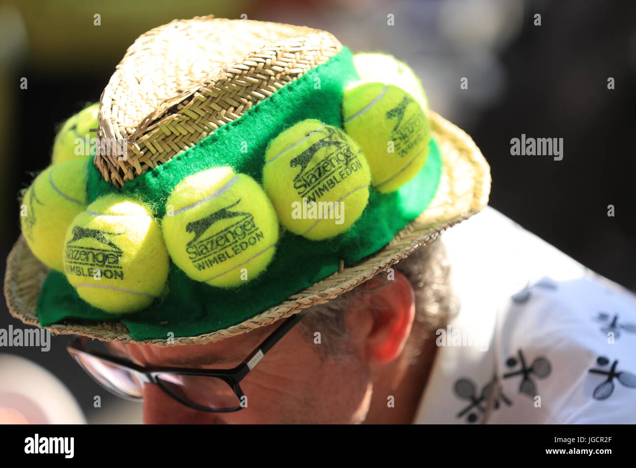 A Spectator With A Tennis Ball Hat On Day Three Of The Wimbledon 