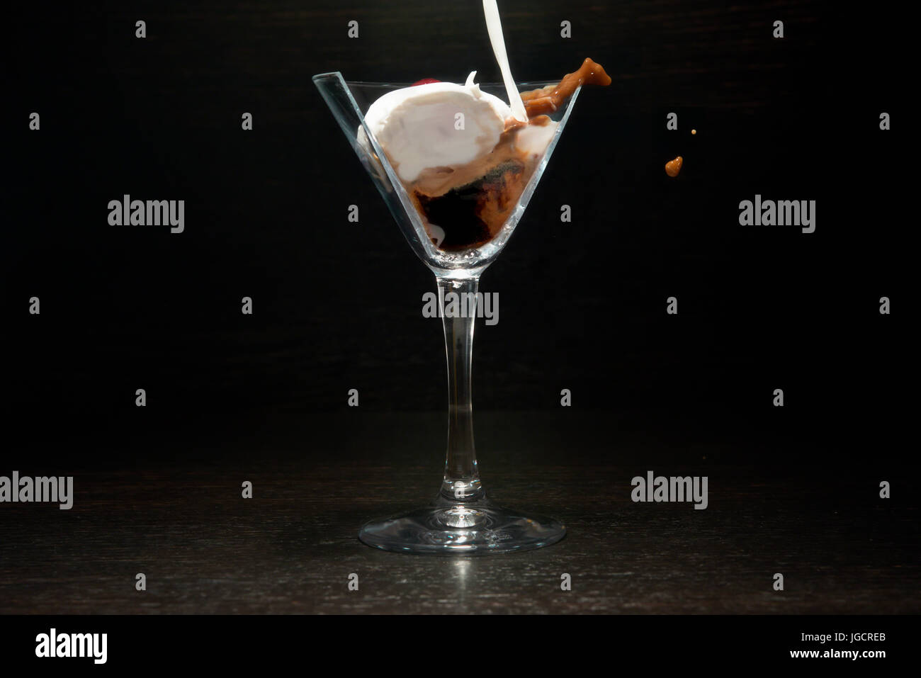 Cross section of an Irish coffee drink Stock Photo