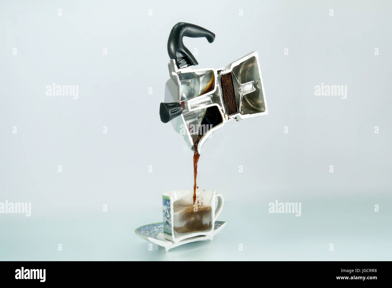 Cross Section Of An Espresso Coffee Maker And A Cup Cross Section Of An Espresso Coffee Maker And A Cup