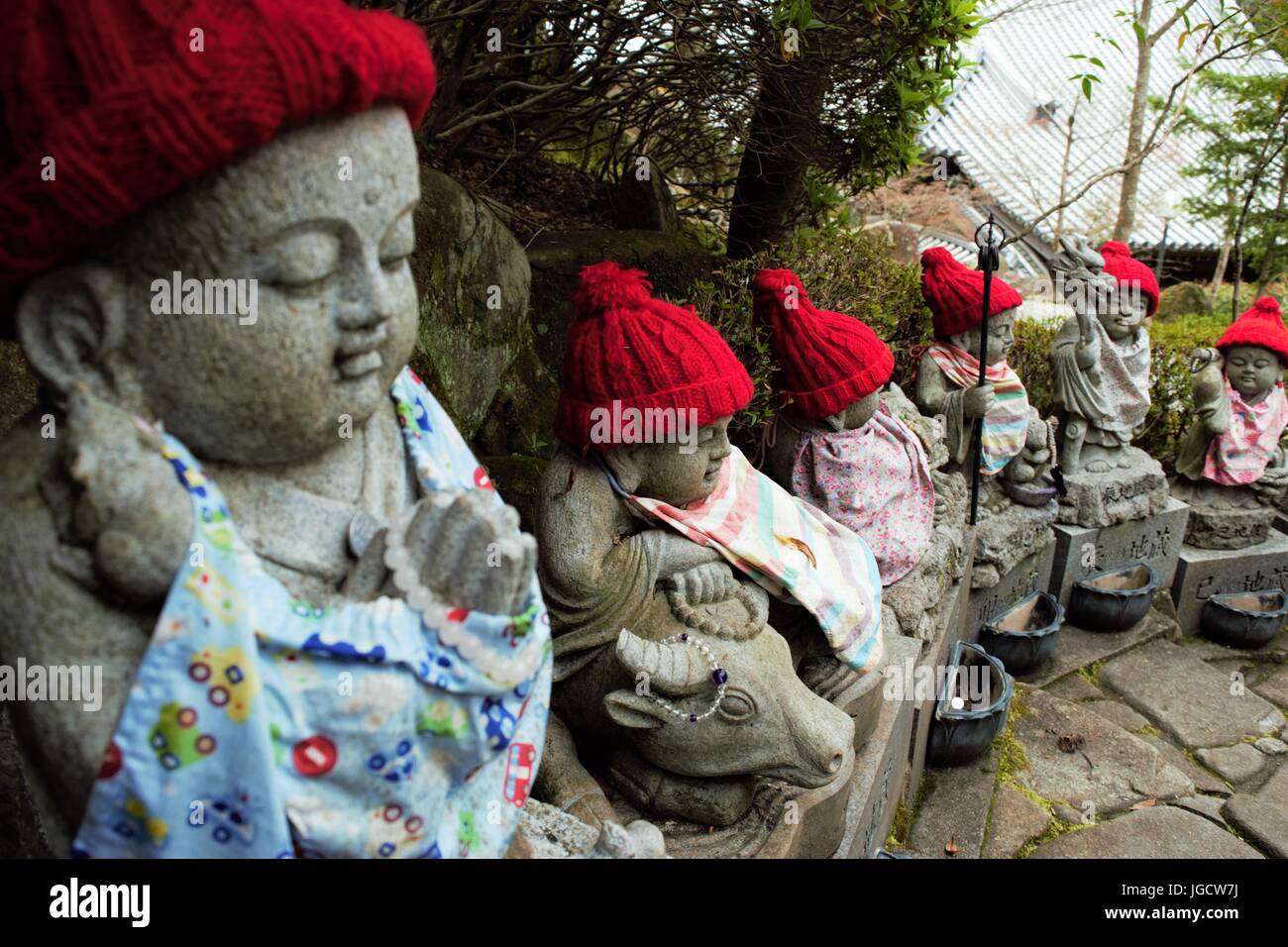 Buddhist statues at the Daisho-in temple in Japan Stock Photo