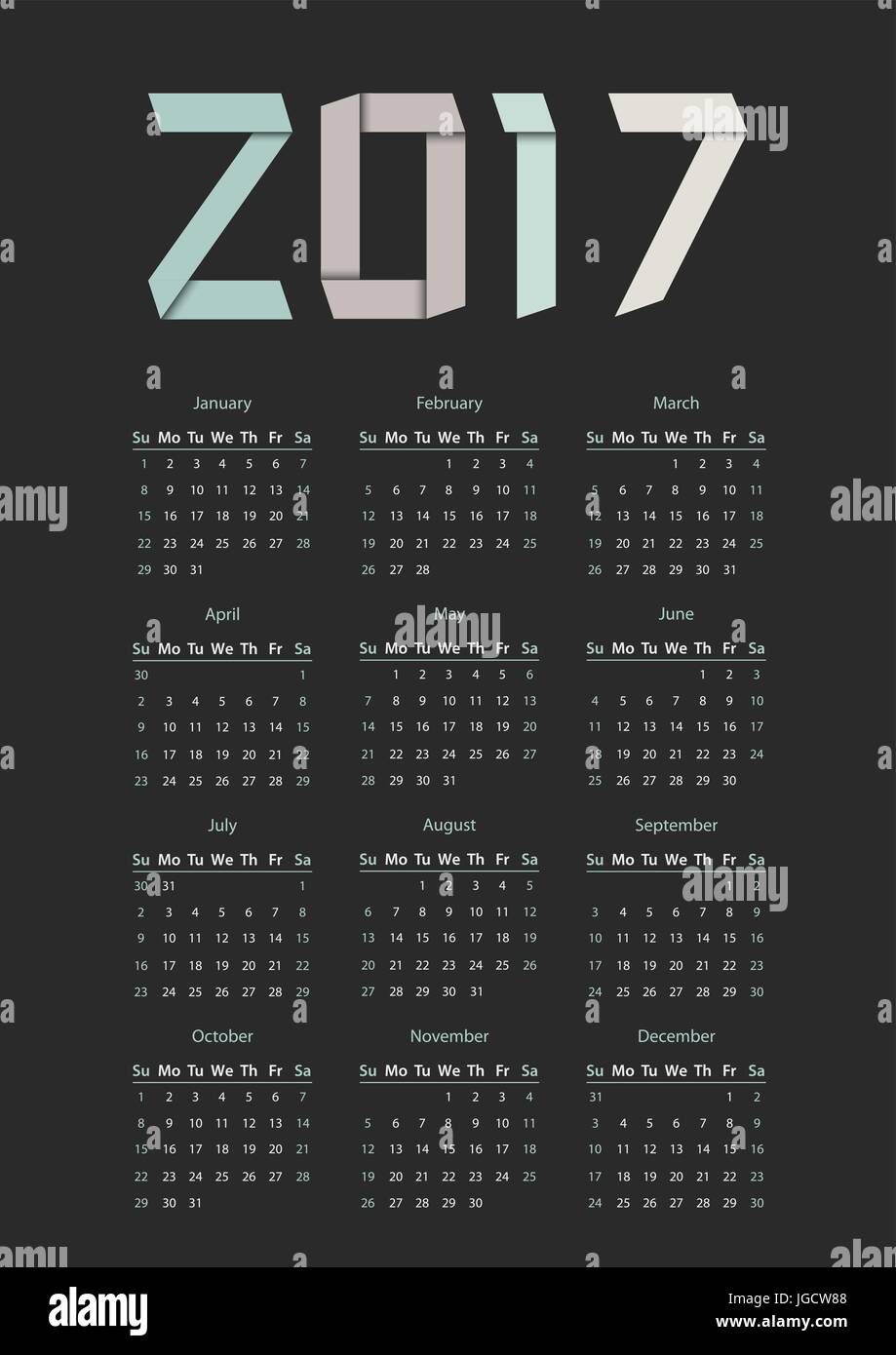 The 2017 calendar Stock Vector