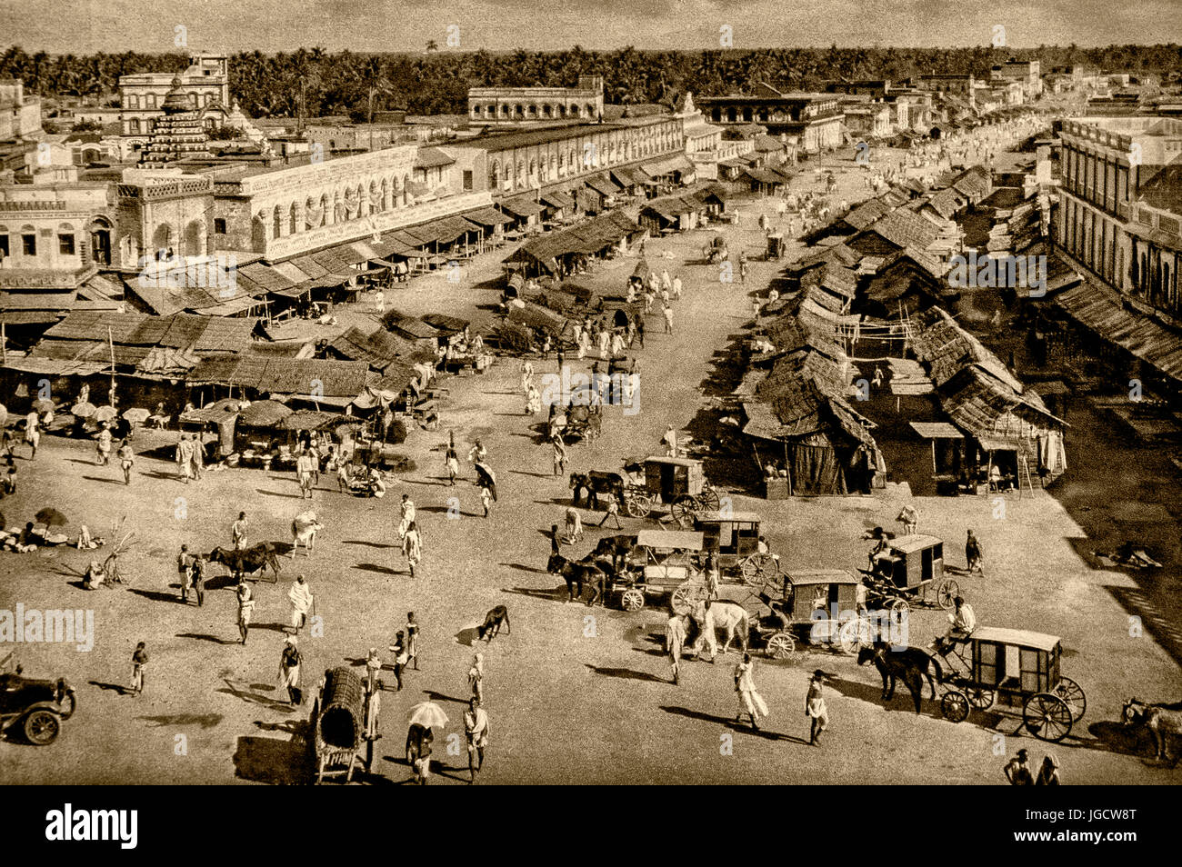 Vintage photos of main road, puri, orissa, india, asia, 1900s Stock Photo