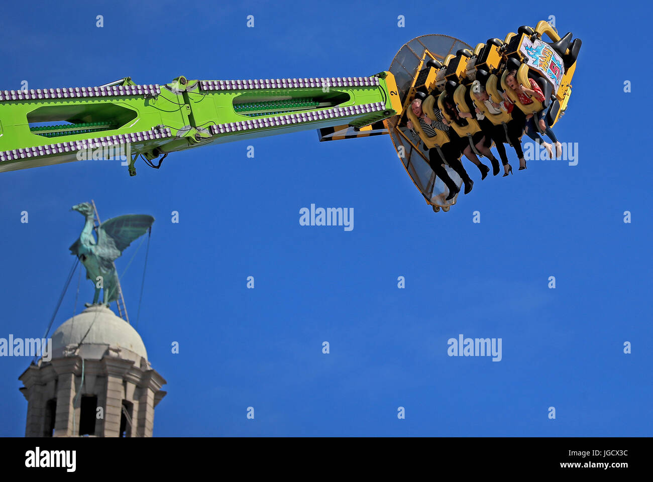 Reality TV Star Charlotte Crosby enjoys the funfair at Pier Head