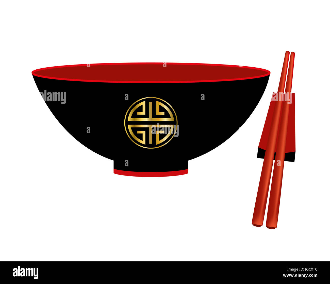 Black and red colors, Chinese bowl with chopsticks Stock Photo Alamy