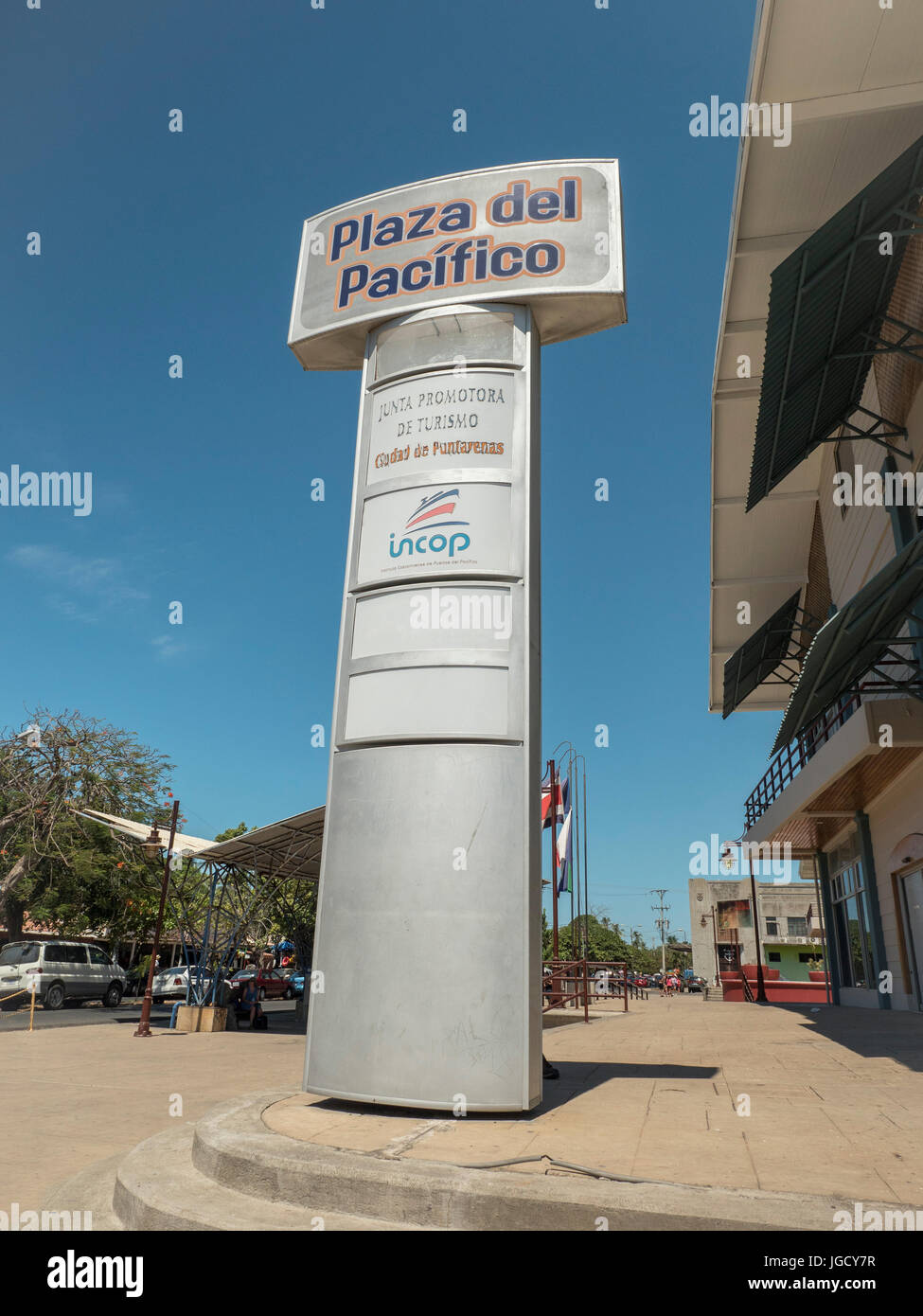 Shopping Plaza Sign At The Sea Front Beach Area In Puntarenas Costa