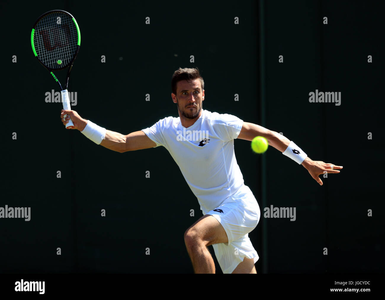 Aljaz Bedene sporting an Harry Kane, England shirt during practice on day  two of the Wimbledon Championships at the All England Lawn tennis and  Croquet Club, Wimbledon Stock Photo - Alamy