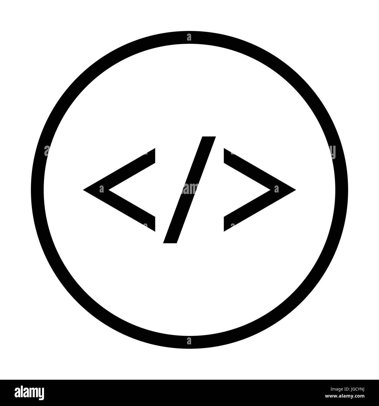 Code icon, iconic symbol inside a circle, on white background. Vector Iconic Design. Stock Vector