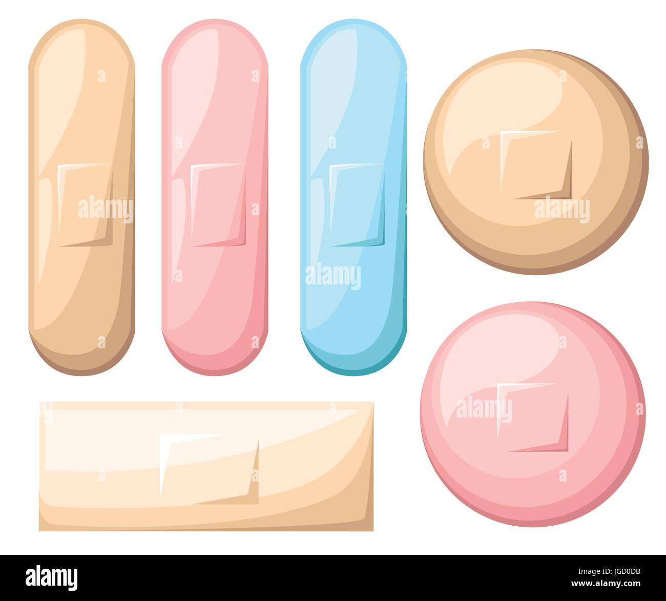 Illustration of medical bandage in different shape , Plaster Web site page and mobile app design vector element Stock Vector