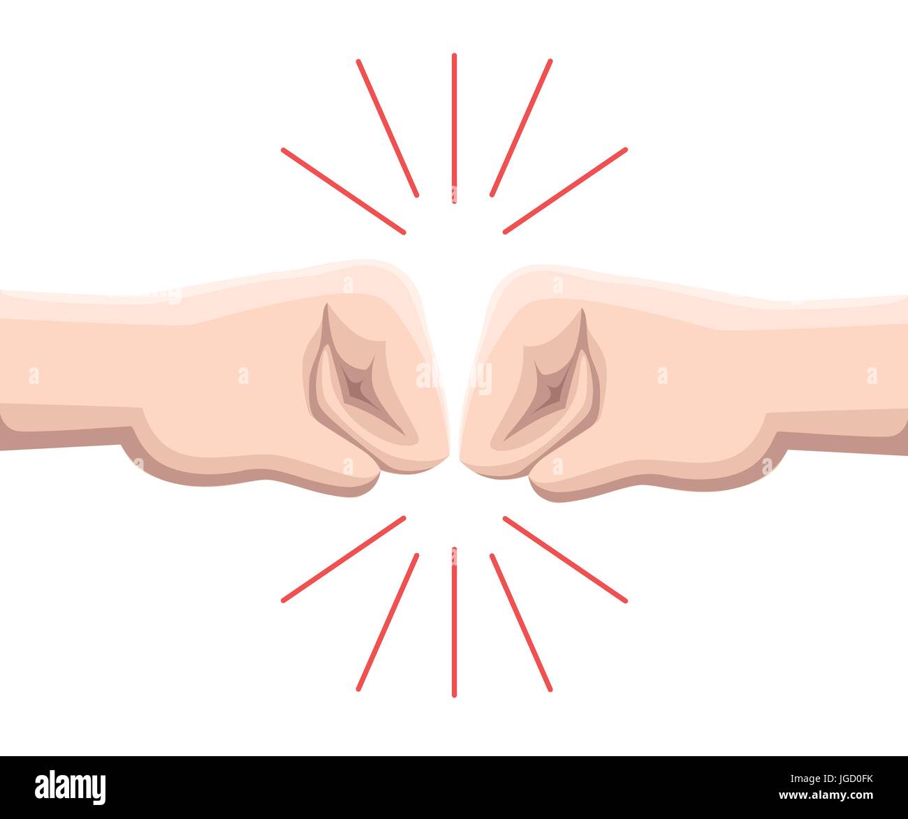 Two fists are against each other in readiness to hit. Web site page and mobile app design vector element Stock Vector