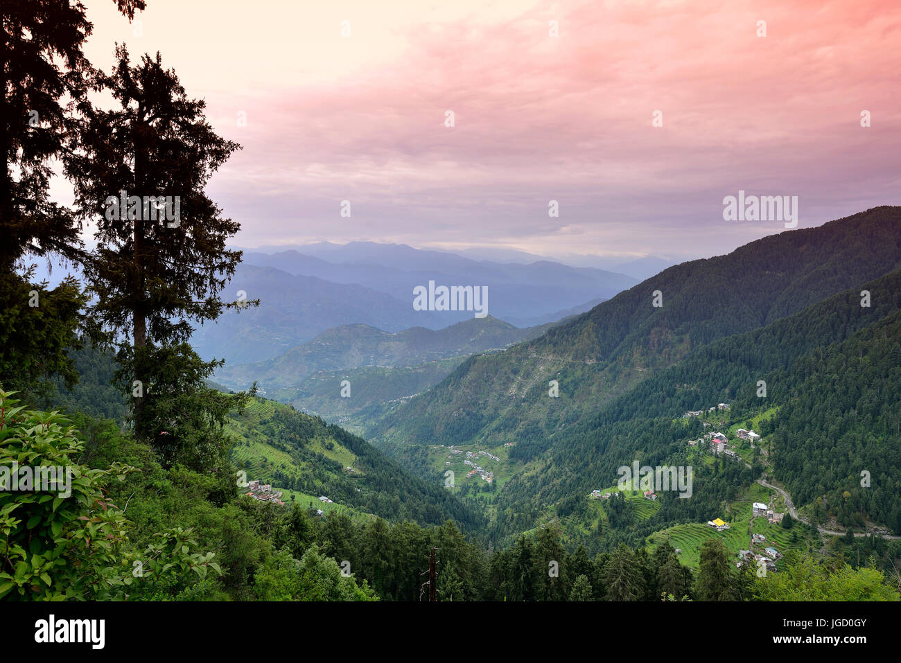 Himalayan Dhauladhar mountain range seen from dalhousie Stock Photo