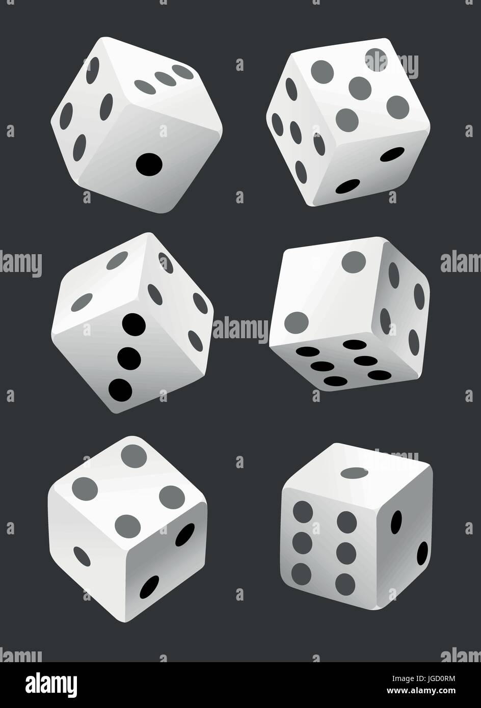 Vector illustration of white dice with double six roll. No gradients or