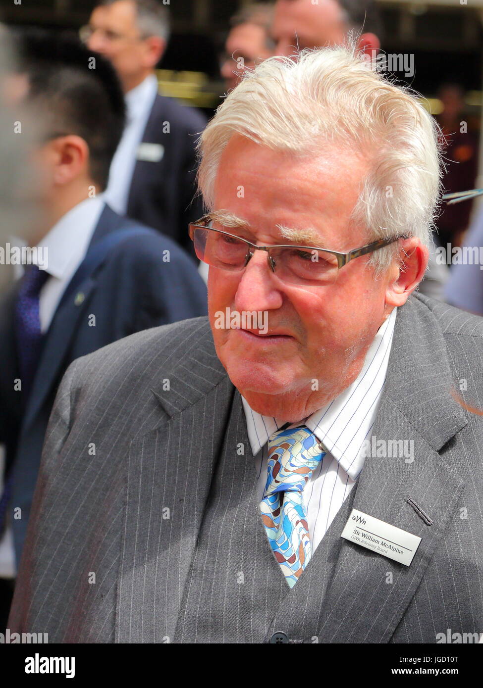 Sir Robert McAlpine at Paddington Station during the launch of the new Hitachi train Queen Elizabeth of train operator GWR, London, UK Stock Photo