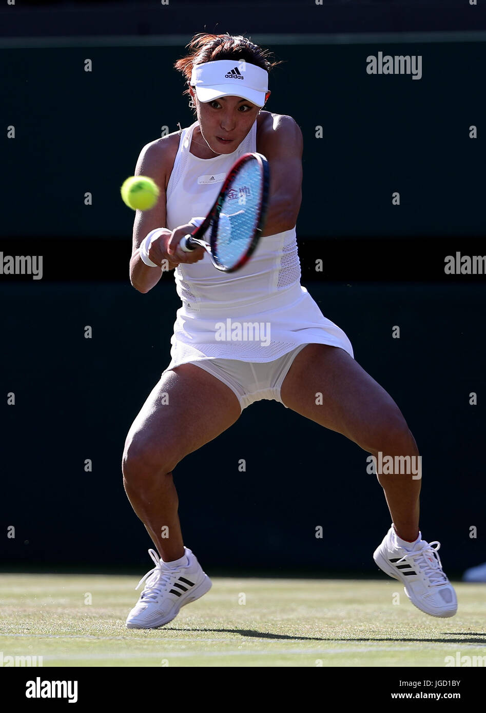 Qiang Wang in action against Venus Williams on day three of the Wimbledon Championships at The All England Lawn Tennis and Croquet Club, Wimbledon. Stock Photo